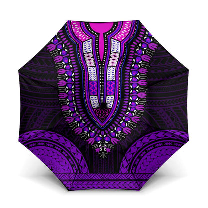 African Dashiki and Polynesian Pattern Umbrella Purple
