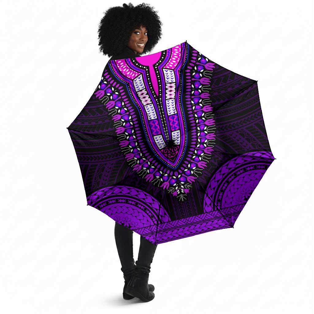 African Dashiki and Polynesian Pattern Umbrella Purple