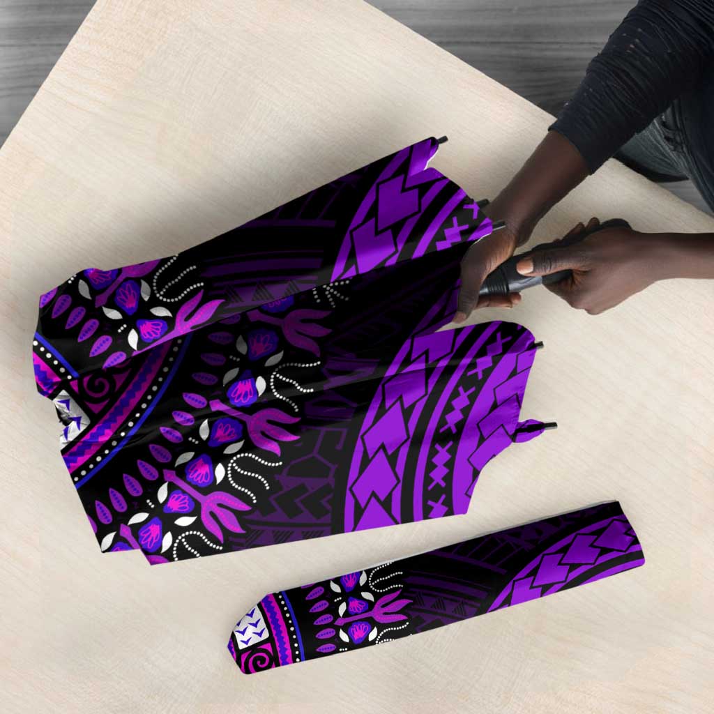 African Dashiki and Polynesian Pattern Umbrella Purple
