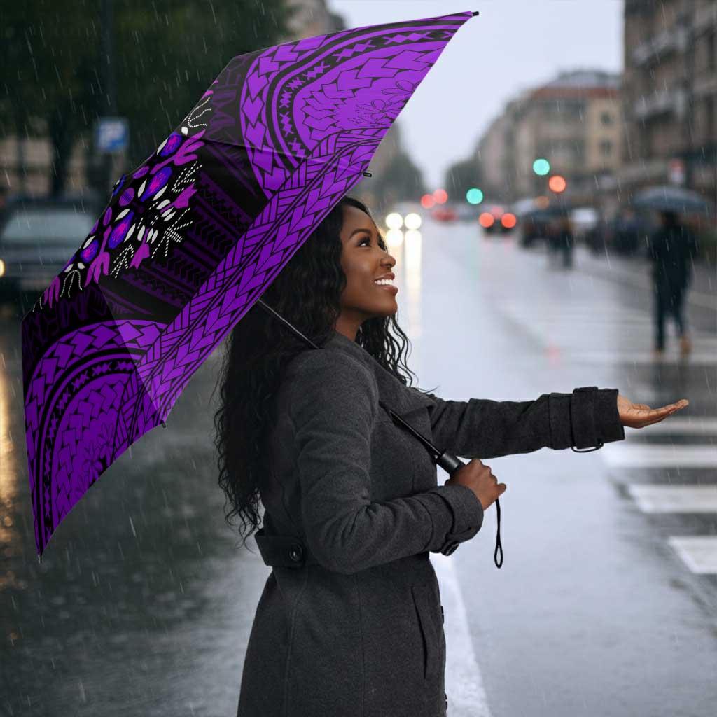 African Dashiki and Polynesian Pattern Umbrella Purple