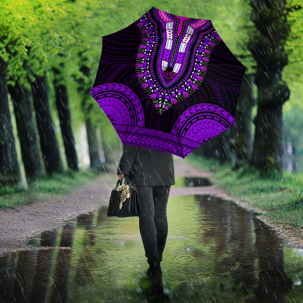 African Dashiki and Polynesian Pattern Umbrella Purple