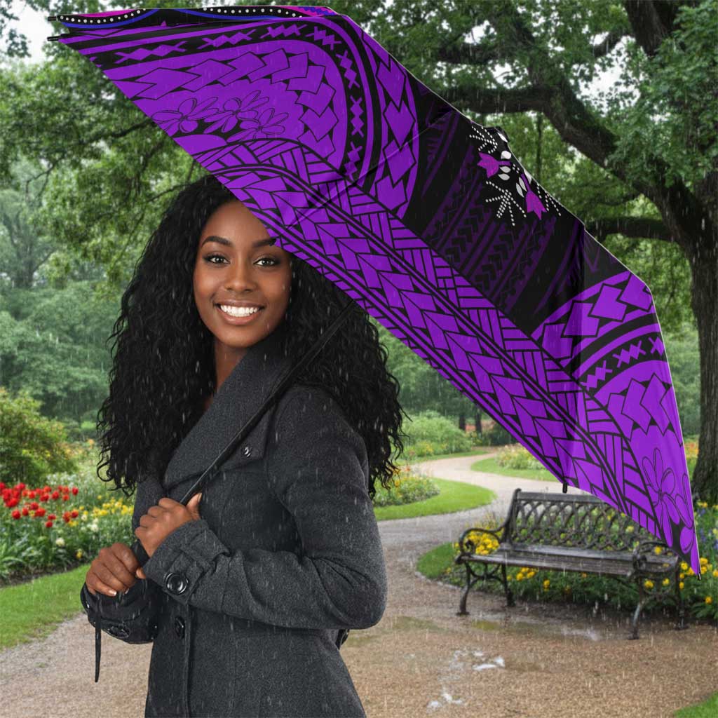 African Dashiki and Polynesian Pattern Umbrella Purple
