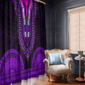 African Dashiki and Polynesian Pattern Window Curtain Purple