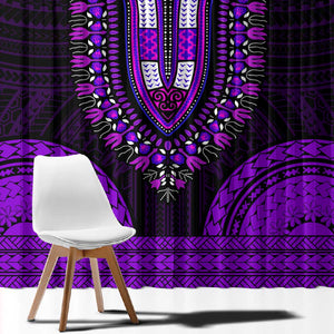 African Dashiki and Polynesian Pattern Window Curtain Purple