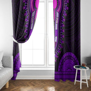 African Dashiki and Polynesian Pattern Window Curtain Purple