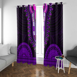 African Dashiki and Polynesian Pattern Window Curtain Purple