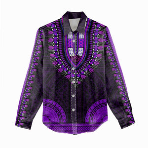 African Dashiki and Polynesian Pattern Women Casual Shirt Purple