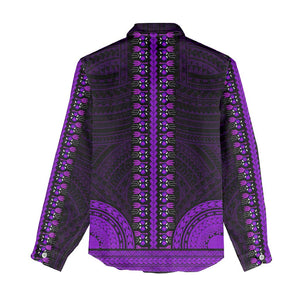 African Dashiki and Polynesian Pattern Women Casual Shirt Purple