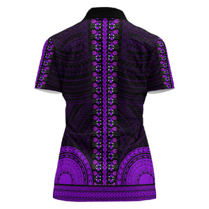 African Dashiki and Polynesian Pattern Women Polo Shirt Purple