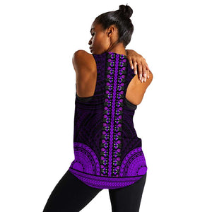 African Dashiki and Polynesian Pattern Women Racerback Tank Purple