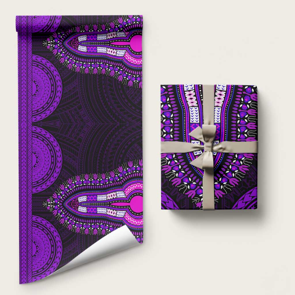 African Dashiki and Polynesian Pattern Wrapping Paper Purple - African Pride