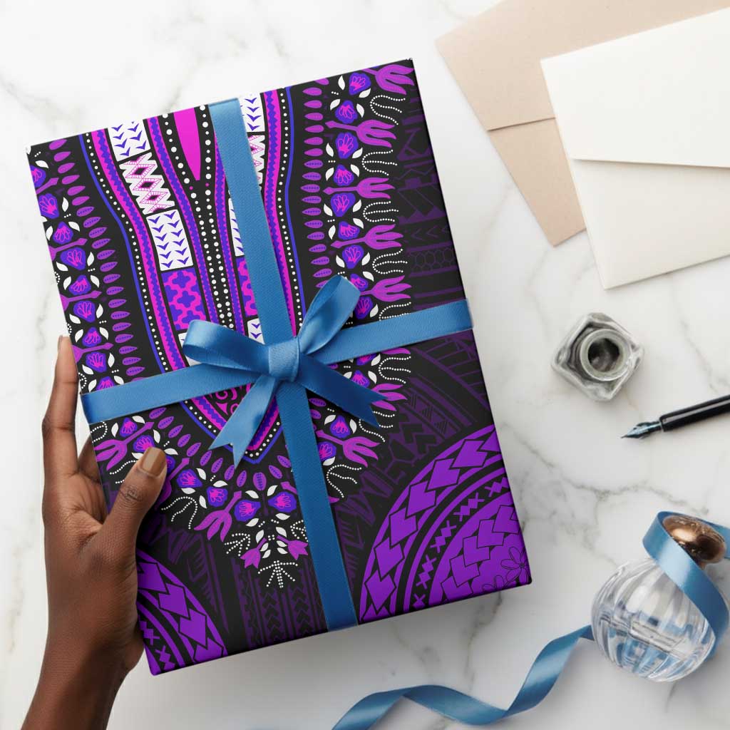 African Dashiki and Polynesian Pattern Wrapping Paper Purple - African Pride