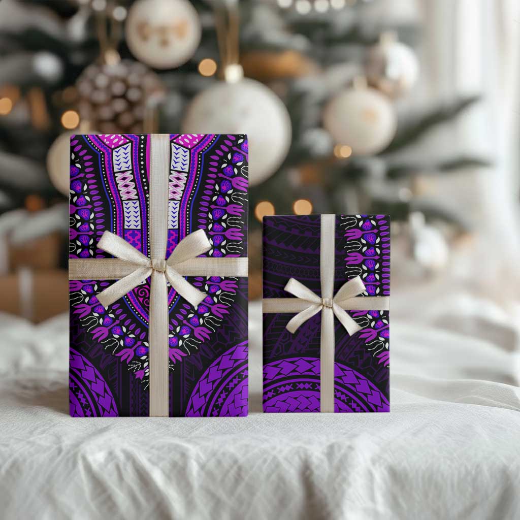African Dashiki and Polynesian Pattern Wrapping Paper Purple - African Pride