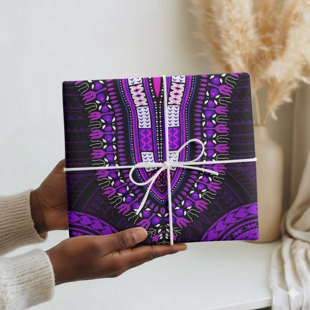 African Dashiki and Polynesian Pattern Wrapping Paper Purple - African Pride
