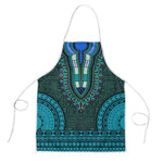 Teal Dashiki and Tapa Pattern Apron Africa-Polynesia Together Culture