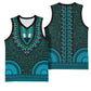 Teal Dashiki and Tapa Pattern Basketball Jersey Africa-Polynesia Together Culture LT9