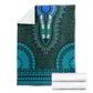 Teal Dashiki and Tapa Pattern Blanket Africa-Polynesia Together Culture