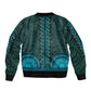 Teal Dashiki and Tapa Pattern Bomber Jacket Africa-Polynesia Together Culture