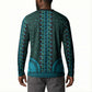 Teal Dashiki and Tapa Pattern Button Sweatshirt Africa-Polynesia Together Culture