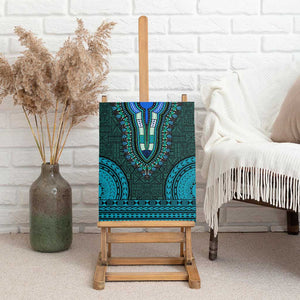 Teal Dashiki and Tapa Pattern Canvas Wall Art Africa-Polynesia Together Culture