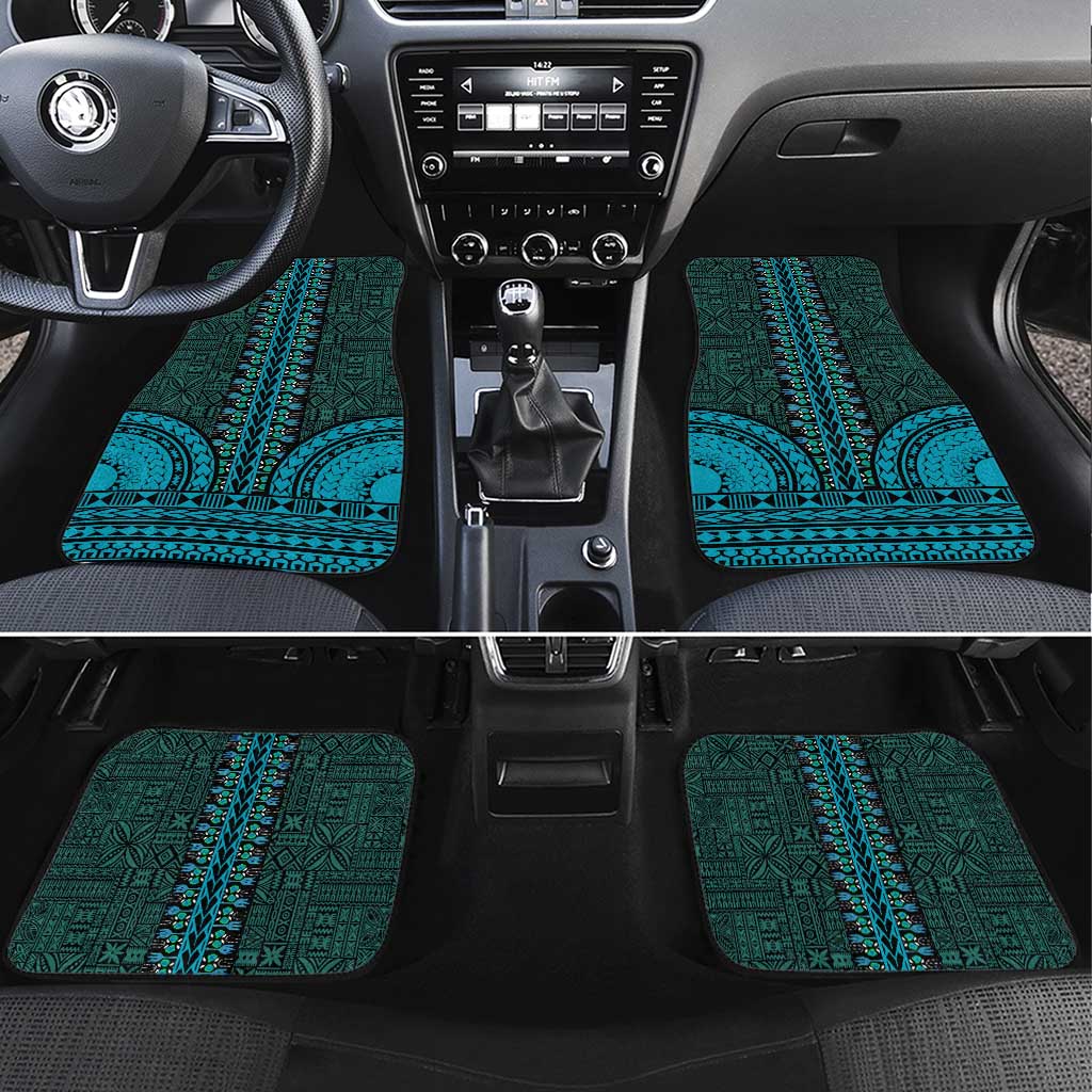 Teal Dashiki and Tapa Pattern Car Mats Africa-Polynesia Together Culture