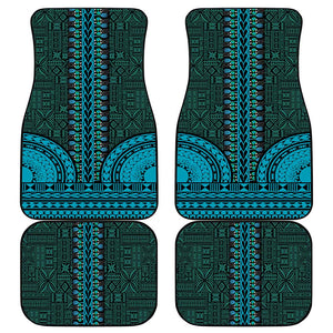 Teal Dashiki and Tapa Pattern Car Mats Africa-Polynesia Together Culture