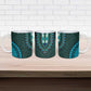 Teal Dashiki and Tapa Pattern Ceramic Mug Africa-Polynesia Together Culture