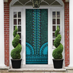 Teal Dashiki and Tapa Pattern Door Cover Africa-Polynesia Together Culture