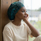 Teal Dashiki and Tapa Pattern Easy Headwrap Africa and Polynesia Together Culture