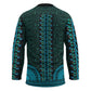 Teal Dashiki and Tapa Pattern Hockey Jersey Africa-Polynesia Together Culture