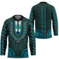 Teal Dashiki and Tapa Pattern Hockey Jersey Africa-Polynesia Together Culture