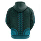 Teal Dashiki and Tapa Pattern Hoodie Africa-Polynesia Together Culture