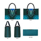 Teal Dashiki and Tapa Pattern Leather Bag Africa-Polynesia Together Culture