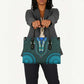 Teal Dashiki and Tapa Pattern Leather Bag Africa-Polynesia Together Culture