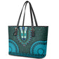 Teal Dashiki and Tapa Pattern Leather Tote Bag Africa-Polynesia Together Culture