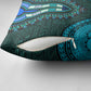 Teal Dashiki and Tapa Pattern Pillow Cover Africa-Polynesia Together Culture