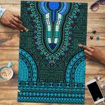 Teal Dashiki and Tapa Pattern Puzzle Africa-Polynesia Together Culture