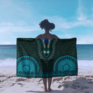 Teal Dashiki and Tapa Pattern Sarong Africa-Polynesia Together Culture