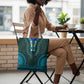 Teal Dashiki and Tapa Pattern Tote Bag Africa-Polynesia Together Culture