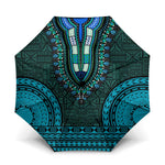 Teal Dashiki and Tapa Pattern Umbrella Africa-Polynesia Together Culture