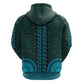 Teal Dashiki and Tapa Pattern Zip Hoodie Africa-Polynesia Together Culture