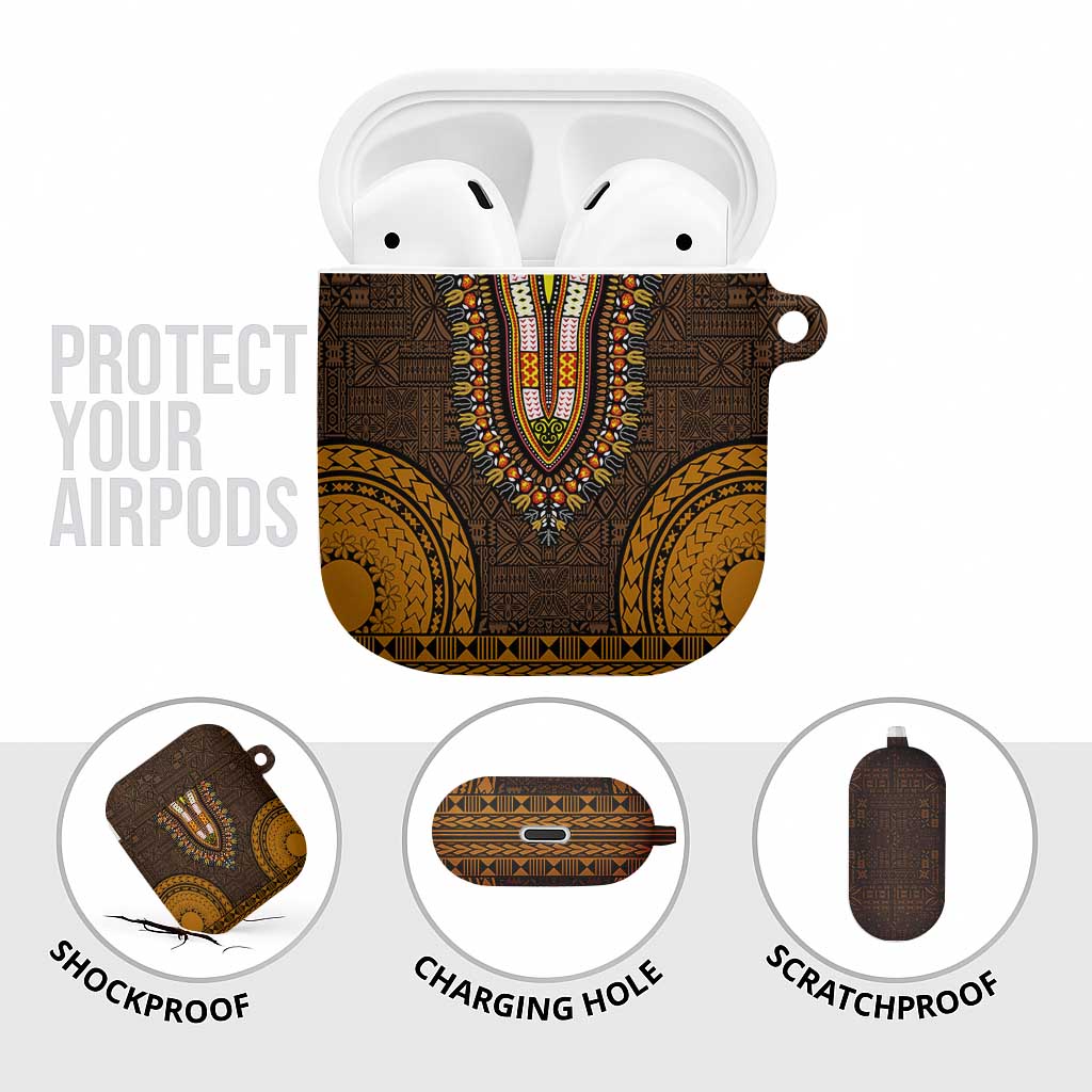 Gold Dashiki and Tapa Pattern AirPods Case Africa-Polynesia Together Culture
