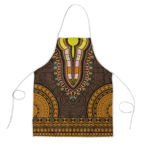 Gold Dashiki and Tapa Pattern Apron Africa-Polynesia Together Culture