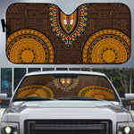 Gold Dashiki and Tapa Pattern Auto Sun Shade Africa-Polynesia Together Culture