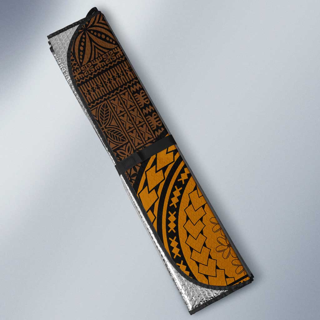 Gold Dashiki and Tapa Pattern Auto Sun Shade Africa-Polynesia Together Culture