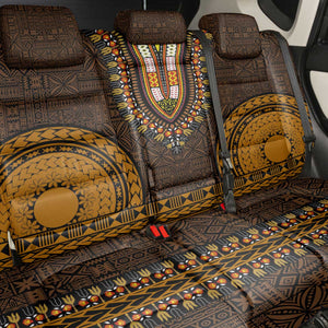 Gold Dashiki and Tapa Pattern Back Car Seat Cover Africa-Polynesia Together Culture