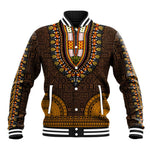 Gold Dashiki and Tapa Pattern Baseball Jacket Africa-Polynesia Together Culture