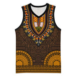 Gold Dashiki and Tapa Pattern Basketball Jersey Africa-Polynesia Together Culture LT9