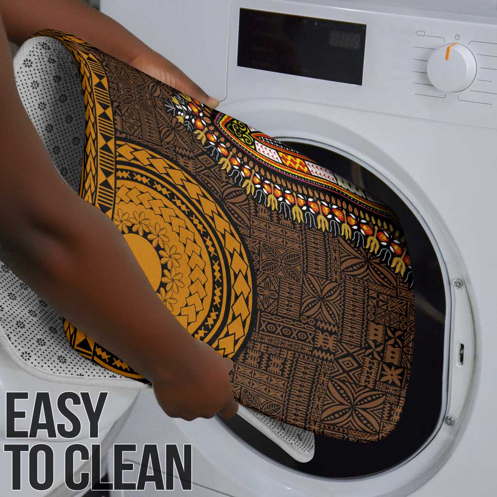 Gold Dashiki and Tapa Pattern Bathroom Set Africa-Polynesia Together Culture