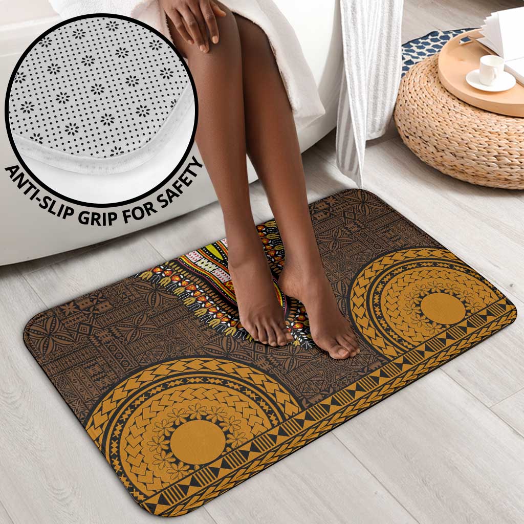 Gold Dashiki and Tapa Pattern Bathroom Set Africa-Polynesia Together Culture